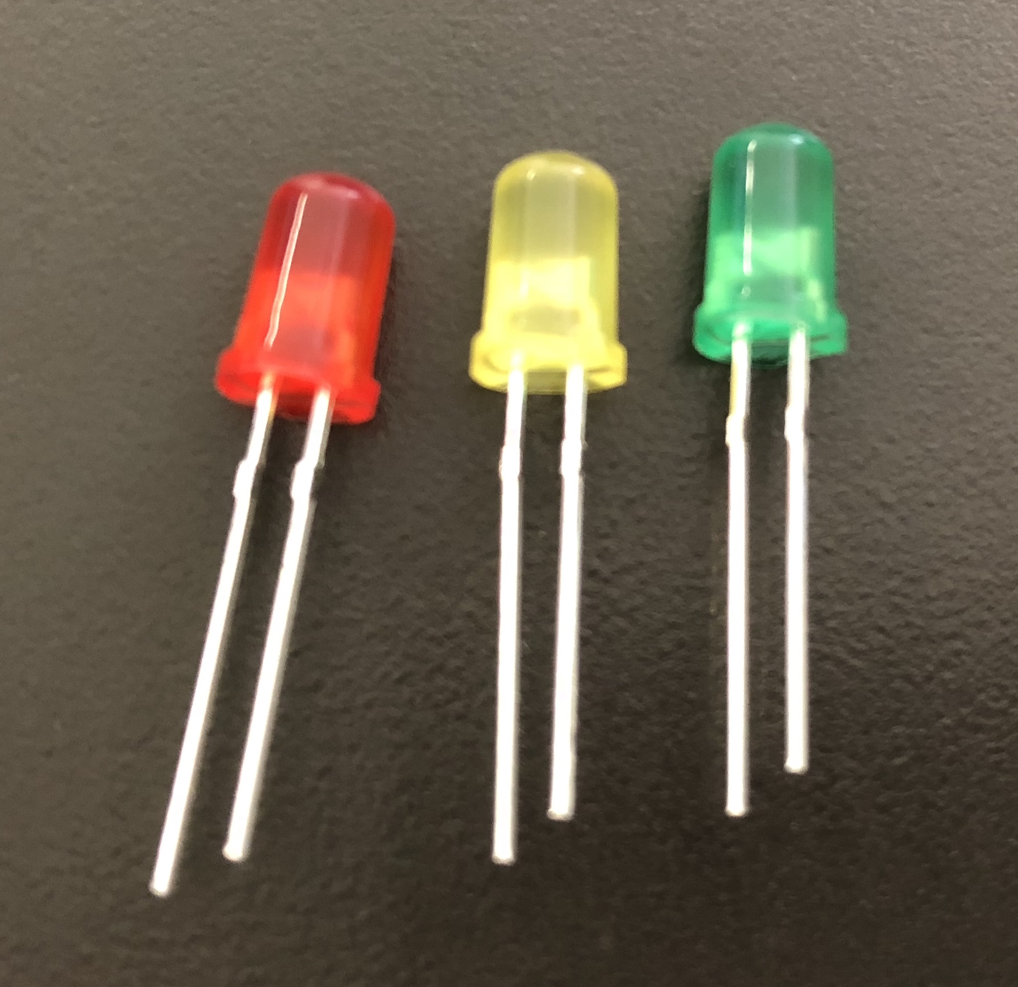red, green, and yellow LEDs